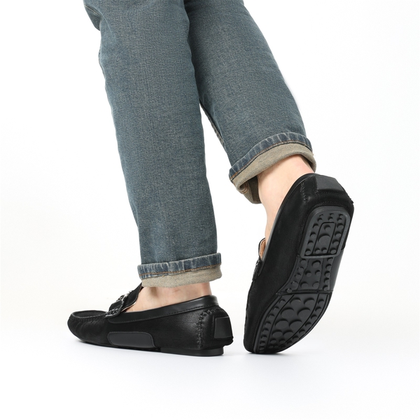 Men's Horsebit Moccasin Loafer Shoes - BLACK - 6